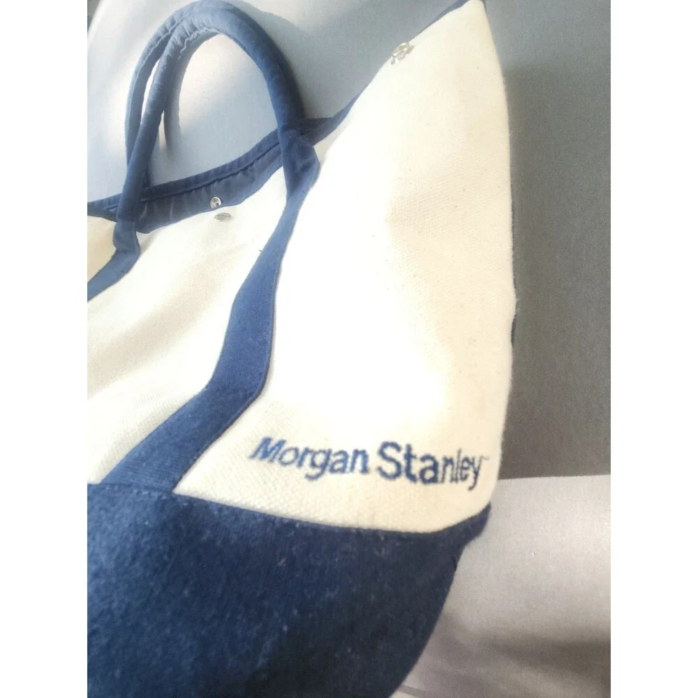 Morgan Stanley Scarborough & Tweed Canvas Snap Boat Tote Bag – Navy Trim